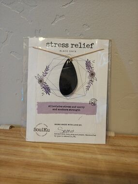 Stress Relief Black Onyx Pendant Necklace SoulKu Touchstone
